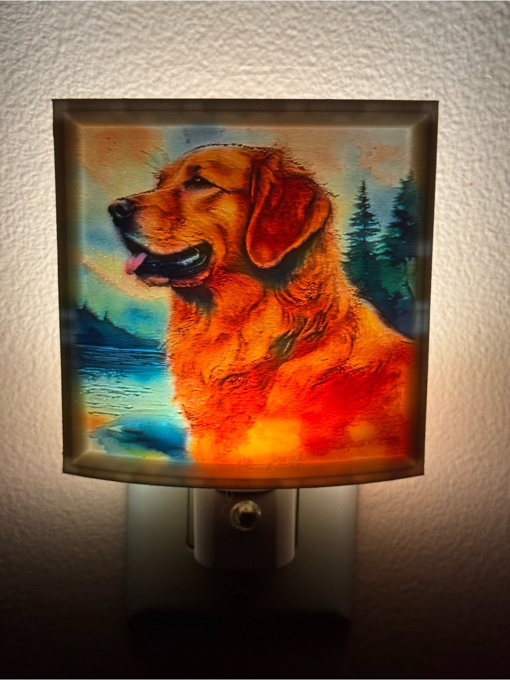 Golden Retriever Night Light Lamp Shade - Warm Orange Artwork